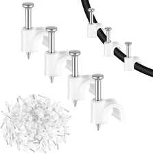 100-Pack 4mm Cable Clips with Steel Nails – Wire Cord Wall Clips Organizer