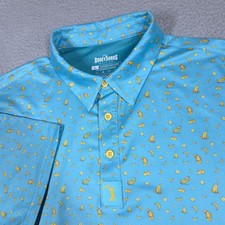 Bogey Bros Shirt Mens Large Blue Banana Split Cheeks Print Performance Golf Polo