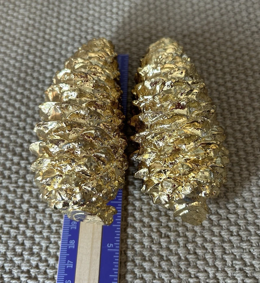 Dept 56 Gold Pinecone Paperweight Set 2 Decorative Metal Retired Home Decor - Image 3 of 3