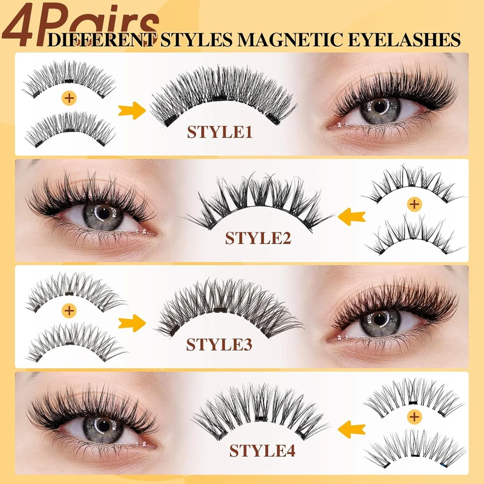 No Glue Needed Magnetic Eyelashes Natural Look, 4 Pairs Reusable Magnetic Eyelas - Image 4 of 4