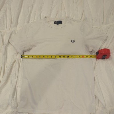 Fred Perry Shirt Mens S White Taped Ringer Laurel Wreath Logo Sleeves Tee