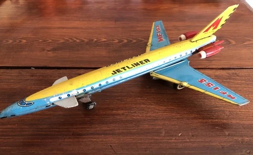 Vintage Tin Toy Jetliner Airplane Friction MFI 53  Made in China 1960’s Used