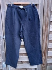Unfeigned Men's Seersucker Technical Navy Trousers Size 36 W 30L Belt BNWT