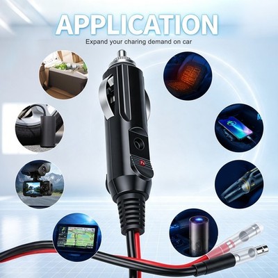 Universal 12V-24V Cigarette Lighter Plug for Car Truck RV Boat, 15A Fuse