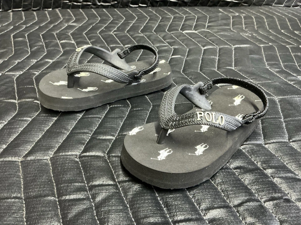 Sandalias Polo Ralph Lauren para niños 8 niños pequeños negras Foto 3 de 4