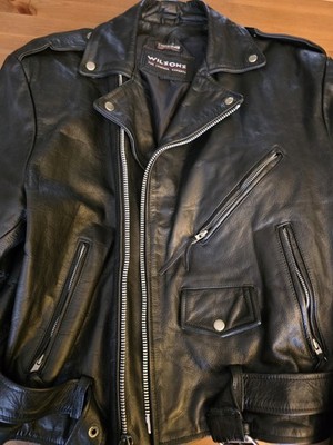 Leather Jacket Vintage L XL Punk Metal Goth Ramones Biker Metallica Wilson