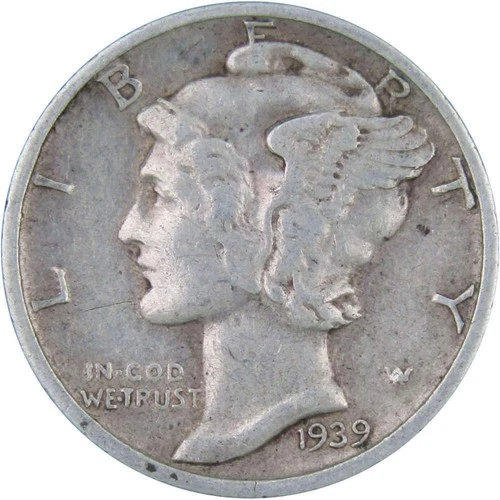 1939 S Mercury Dime VF Very Fine 90% Silver 10c US Coin Collectible