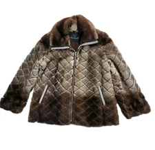 Vintage Mink Fur Coat Jacket Women Size 12 Rhinestone Luxury  