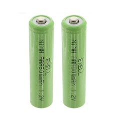 2x Exell 1.2V NIMH AAA 800mAh Rechargeable Button Top Batteries