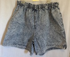 Vintage Gitano 80s 90s Unisex Men's Size 36 Acid Wash Denim Shorts elastic waist