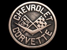 TF01160 NOS VINTAGE 1980s  CHEVROLET CORVETTE  SOLID BRASS UB BELT BUCKLE