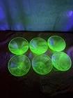 J•Vintage FireKing Green Uranium Optic Cocktail Depression Glasses Set Of 6