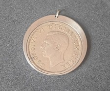 George VI Half Crown Coin Pendant 1948 Vintage UK Coin 37mm
