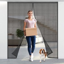 Titan Mall Magnetic Screen Door 72x80, Self Sealing, Heavy Duty 72x80", Black