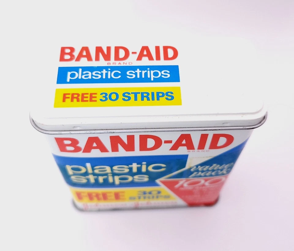 Johnson & Johnson Vintage Band-Aid Plastic Strips Hinged Metal Box - Image 2 of 4