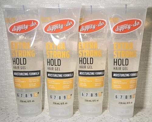 Lot Of 4 Original Dippity-Do Extra Strong Hold Hair Gel 8 fl.oz Moisturizing NEW