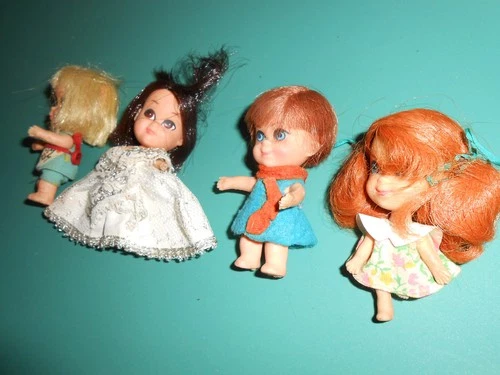 Vintage 1960s Little Kiddle Dolls Mattel Lot of 4 Little Girls Toys Childhood