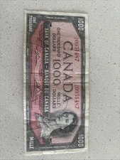 1954 Canadian 1000$ One Thousand Dollar Banknote Bank Of Canada