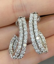 2.96ct Natural Round Diamond 14k White Gold Anniversary Wedding Hoops Earrings