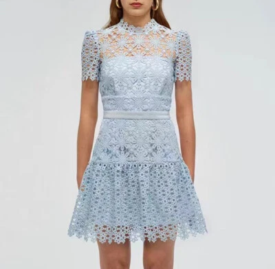 Women's SP Blue Lace Mini Dress Round Neck A-line Dress for Women | eBay Women's SP Blue Lace Mini Dress Round Neck A-line Dress for Women | eBay