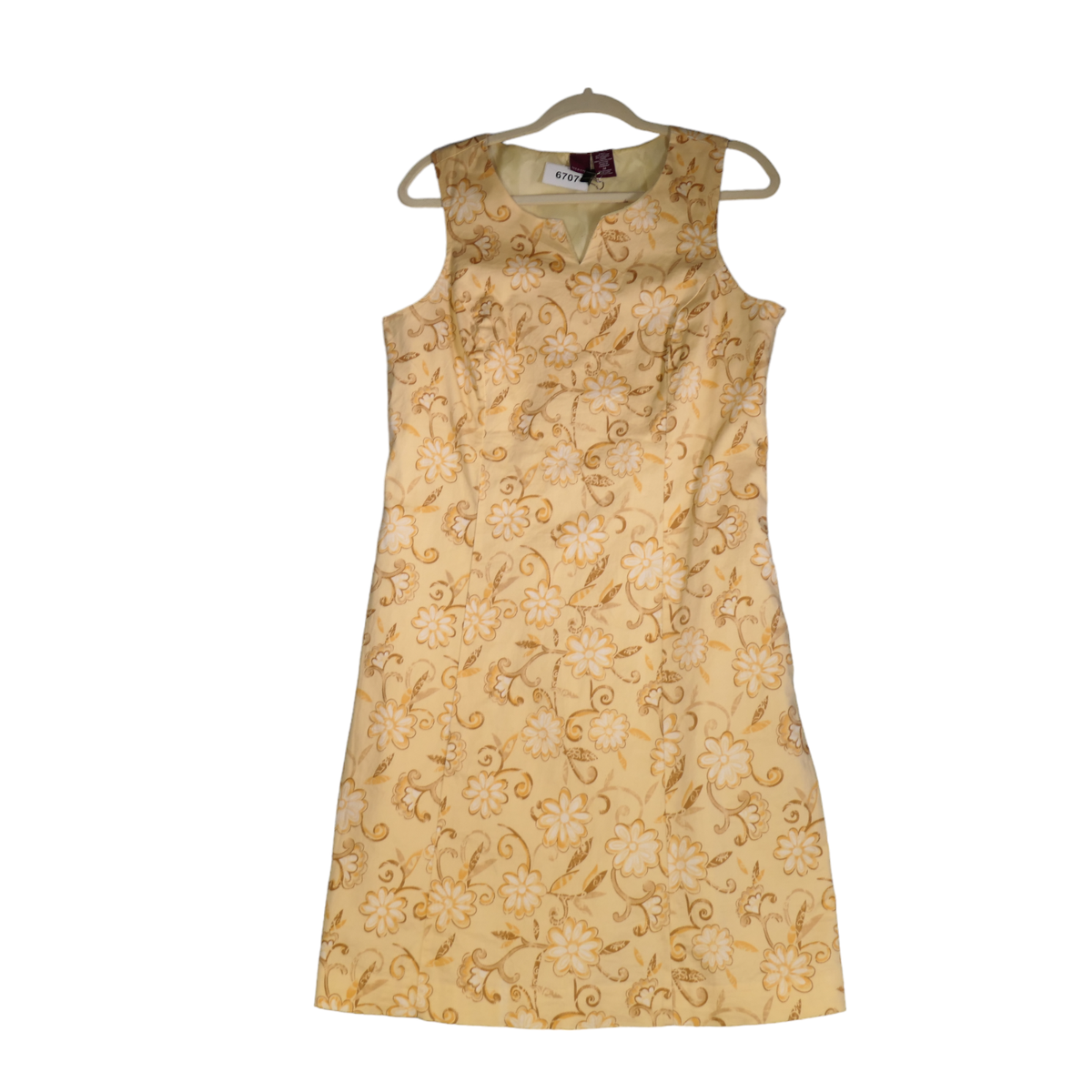 Merona Dress Womens Size 14 Yellow Floral Cotton Lined Shift Sheath Classic