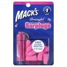 Mack’s Dreamgirl Soft Foam Earplugs, 7 Pair with Travel Case - Small Ear Plugs 