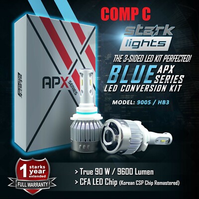 9005 HB3 LED Headlight Bulbs 8000K Blue High Beam Conversion Kit Pair 90W (C)