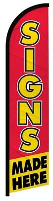 Signs Made Here Red & Yellow 2.5'x11.5' Super-Knit Poly Windless Banner Flag