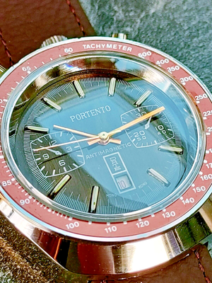 Montre Vintage Portento Type Bullhead - Mécanique Antimagnétique - Avec Boîte En Bois