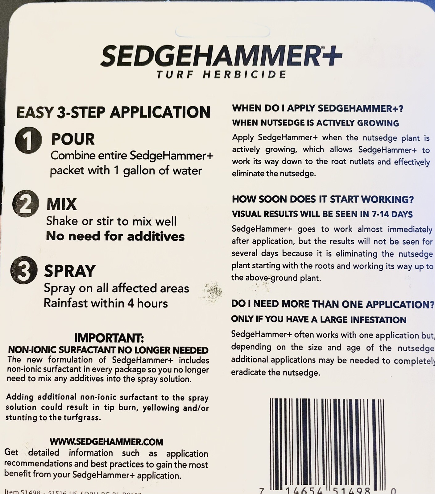 SedgeHammer + Plus Turf Herbicide(13.5 grams) Mix & Spray Kills