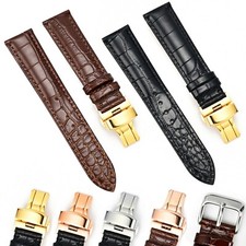 22mm Black Leather Watch Band Strap Made For Citizen Eco-Drive With Clasp Buckle
