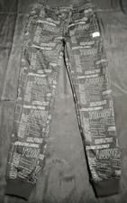 Boys Tommy Hilfiger Black AOP Pull On Jogger Sweatpants Size Large 16-18 Pockets