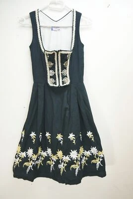 Dirndl Vintage Original Steindl München schwarz Schnürung Borte Stickerei Gr.30 - Bild 1 von 4