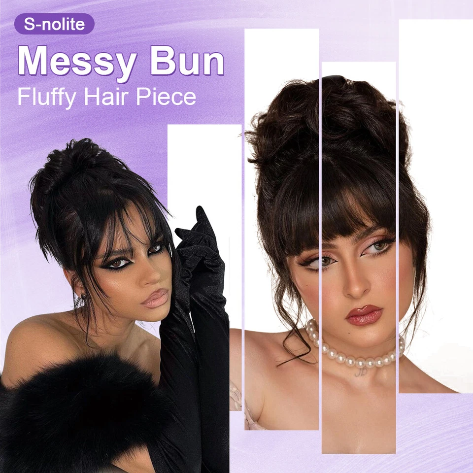 Large Messy Bun Scrunchie Hair Extensions Ponytail Blonde Hair piece As Human US - Image 4 of 4