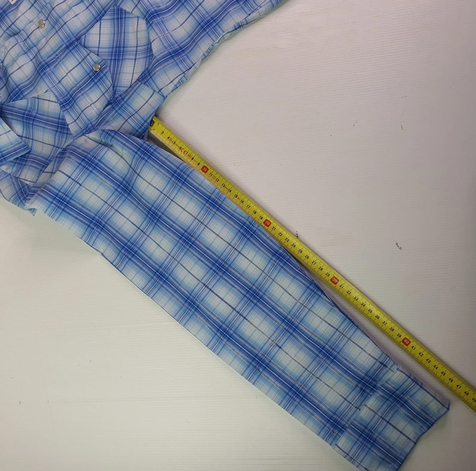 Jay Jays Womens Size XS Shirt Snap Button Plaid Check Shirt Blue Long Sleeve - image 4 of 4