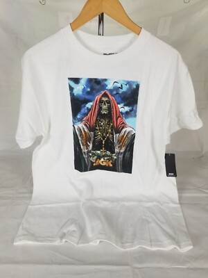 DGK Mens White Santo De La Noche Print Shirt Medium New