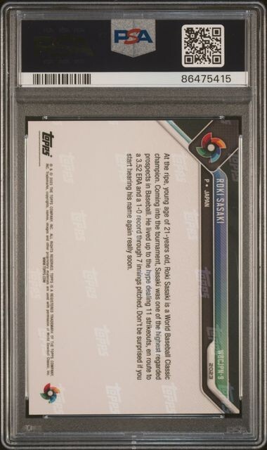 【PSA10】 2023 Topps Now Team Japan▼ 2023 TOPPS NOW #WBCJPN11 YOSHINOBU YAMAMOTO WBC CHAMPIONS