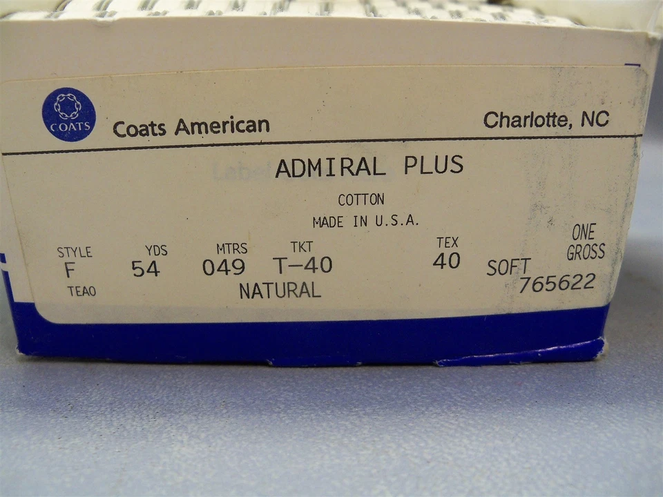 Coats American Bobbin Tex 40 Natural Admiral Plus T-40 Style F Soft Lot of 144 - Image 3 of 4