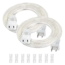Extension Cord 6 Feet 2 Pack Clear Extension Cord UL-Certified Power Cord Ext...