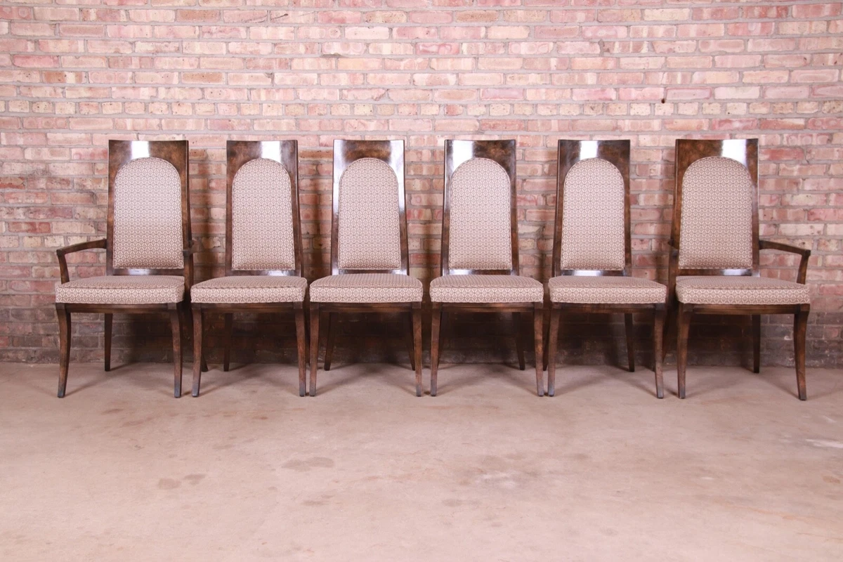 Mastercraft Mid Century Hollywood Regency Burl Wood Dining Chairs