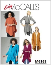 McCall's Sewing Pattern M6168 Misses Cardigans 3 Variations Sizes 8-16 FF UNCUT
