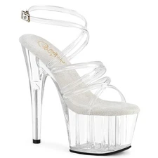 7" Clear Strappy Stripper Heels Platform Shoes Pole Dance Fitness Class Pleaser