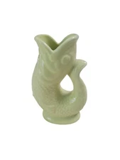 3.5" Wade England Gluggle Jug Koi Fish Pitcher Bud Vase Ceramic Mini Yellowish