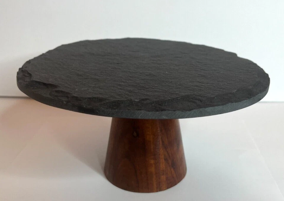 Caixa e barril ardósia + suporte de madeira para bandeja de bolo, pastelaria de frutas, kit moderno - Imagem 2 de 4