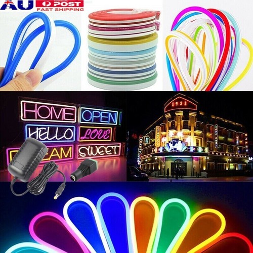 5M-20M LED Neon Strip Light Flexible Rope DC 12V Waterproof Tube Home Bar Sign