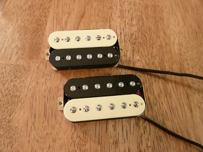 HIGH OUTPUT HUMBUCKER PICKUP SET ZEBRA ALNICO 5 MAGNETS 4 CONDUCTOR WIRED