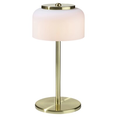 casa NOVA PISA LED-Tischlampe Tischleuchte Messingfarben Weiß Metall Glas 33 cm