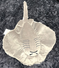 Vintage The Petting Zoo Stingray Plush Manta Ray Gray Underside Face Blue Eyes