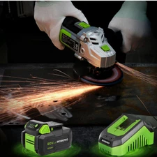 Cordless Angle Grinder Kit 10PC Discs 20V 4.0Ah Lithium-Ion Battery Fast Charger