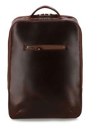 BUCKLE & SEAM Leon Blu Leather Backpack Rucksack Rucksack Brown dunkelbraun